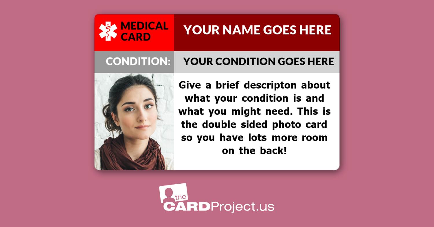 Create Your Own Medical Card Double Sided With Photo (FRONT)